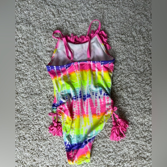 Girls 6x Jantzen Girls Tie-Dye Fringe One piece Swimsuit - Picture 2 of 9